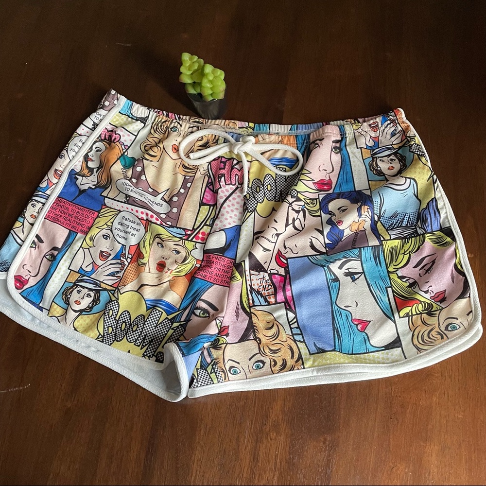 Shein Power Pop Art Comic Print  Dolphin Shorts Size 3XL